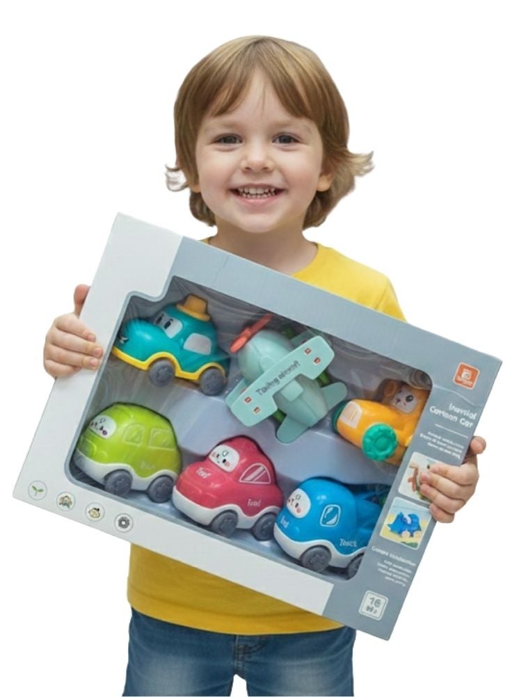 Premium Mini Cartoon Vehicle Toy Set – Cute Pull-Back Cars & Plane Playset for Toddlers and Kids - Image 3